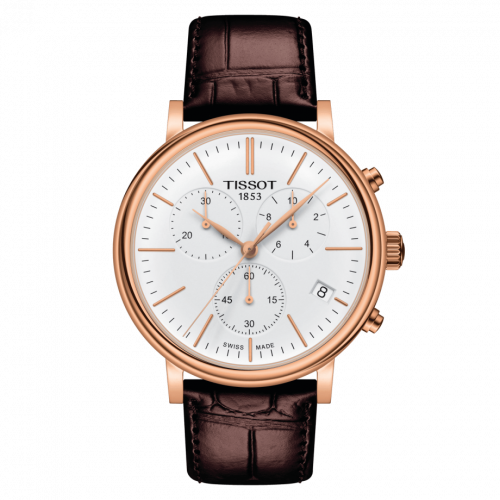 Tissot Carson Premium Chronograph Quartz 41 Rose Gold PVD Silver Strap