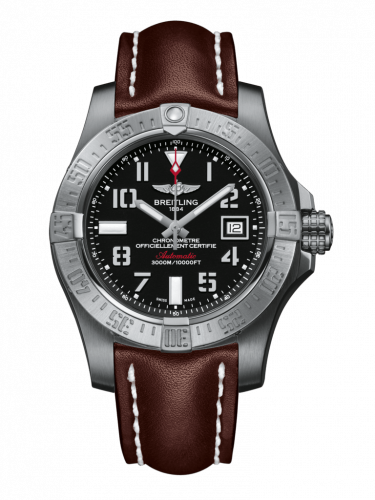 Breitling Avenger II Seawolf Stainless Steel Volcano Black Calf Pin