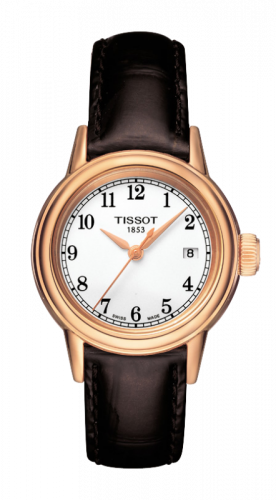 Tissot Carson Quartz 29.7 Rose Gold PVD White Strap