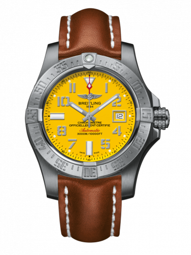 Breitling Avenger II Seawolf Stainless Steel Cobra Yellow Calf Folding