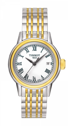 Tissot Carson Quartz 29.7 Stainless Steel Yellow Gold PVD White Bracelet