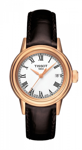 Tissot Carson Quartz 29.7 Rose Gold PVD White Strap