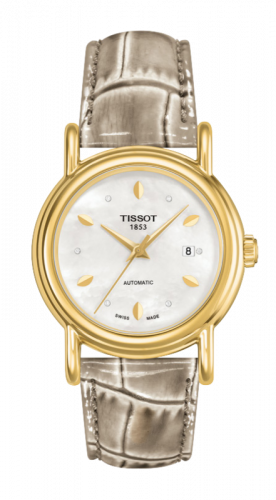 Tissot Carson Automatic 29.7 Yellow Gold MOP Alligator