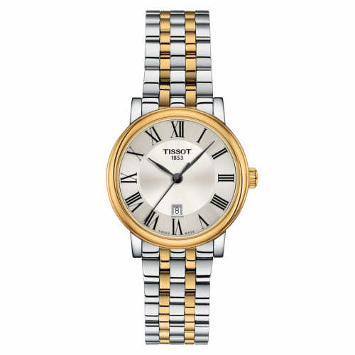Tissot Carson Premium Quartz 30 Stainless Steel Yellow Gold PVD Silver Bracelet