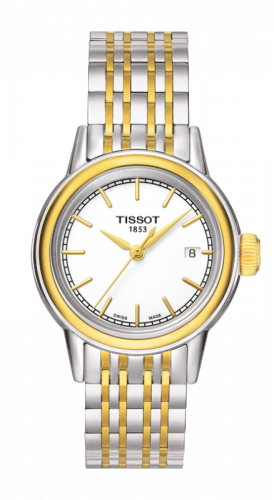 Tissot Carson Quartz 29.7 Stainless Steel Yellow Gold PVD White Bracelet