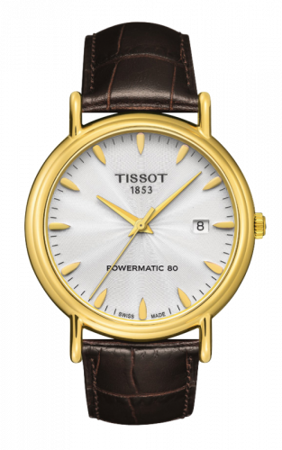 Tissot Carson Powermatic 80 40 Yellow Gold Silver Strap