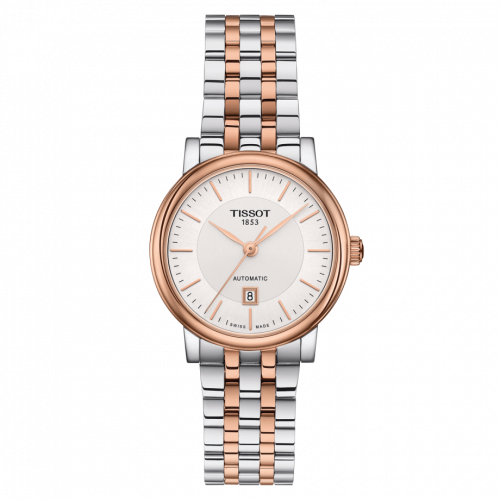 Tissot Carson Premium Automatic 30 Stainless Steel Rose Gold PVD Silver Bracelet