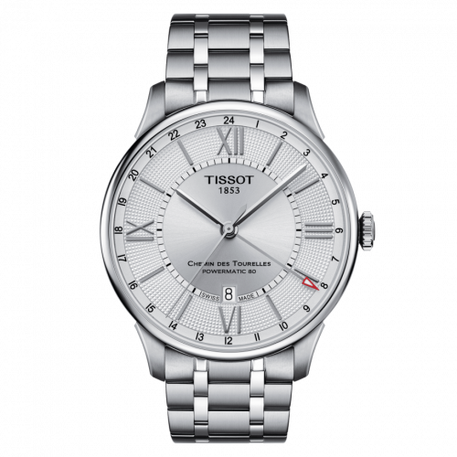Tissot Chemin Des Tourelles Powermatic 80 GMT 42 Stainless Steel Silver Bracelet