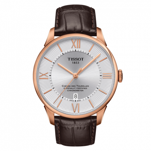 Tissot Chemin Des Tourelles Powermatic 80 COSC 42 Rose Gold PVD Silver Strap