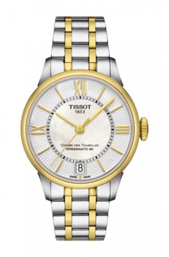 Tissot Chemin des Tourelles Powermatic 32 Stainless Steel Yellow Gold PVD MOP Bracelet