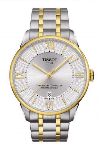 Tissot Chemin des Tourelles Powermatic 80 Two Tone Silver Roman Bracelet