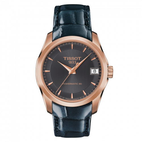 Tissot Couturier Powermatic 80 32 Rose Gold PVD Grey Strap