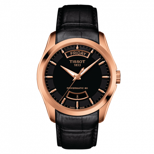 Tissot Couturier Powermatic 80 39 Rose Gold PVD Black Strap