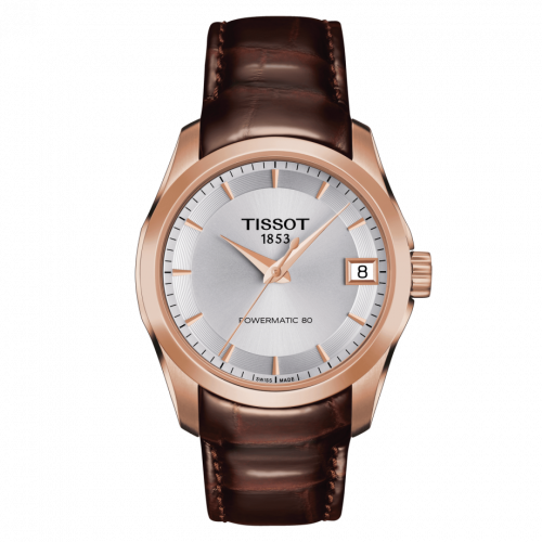 Tissot Couturier Powermatic 80 32 Rose Gold PVD Silver Strap