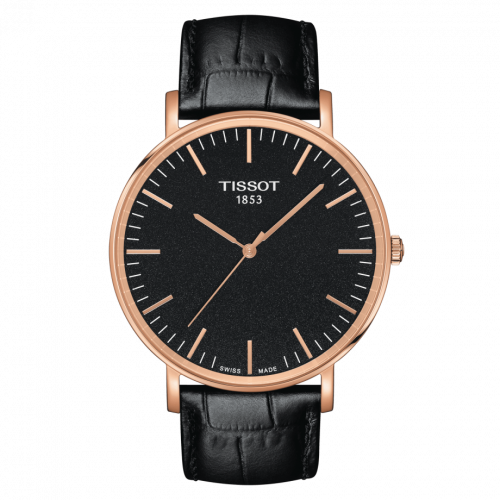 Tissot Everytime Large Rose Gold PVD Black Strap