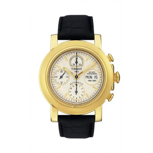 Tissot T-Lord Chronograph Automatic Yellow Gold Silver Strap
