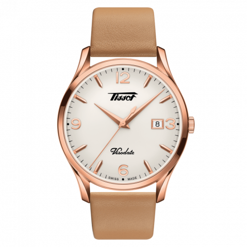 Tissot Visodate Quartz 40 Rose Gold PVD Silver Strap