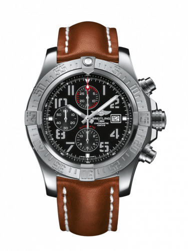 Breitling Super Avenger II Stainless Steel Volcano Black Calf Pin