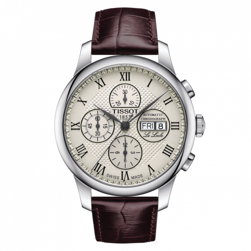 Tissot Le Locle 42.3 Valjoux Chronograph Stainless Steel Ivory Strap