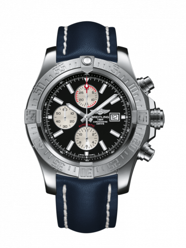 Breitling Super Avenger II Stainless Steel Volcano Black Calf Pin