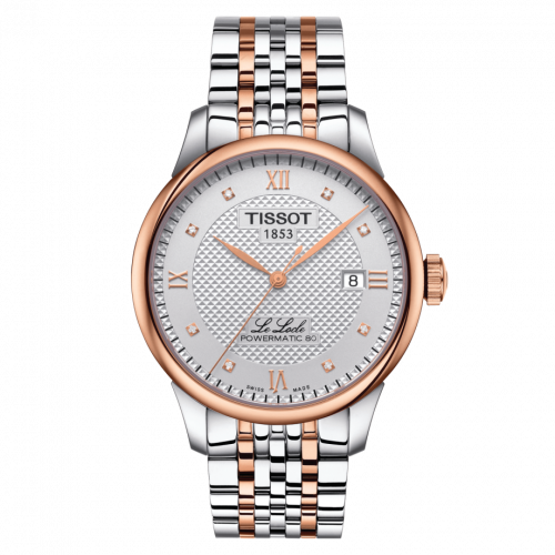 Tissot Le Locle Powermatic 80 39.3 Stainless Steel Rose Gold PVD Silver Bracelet