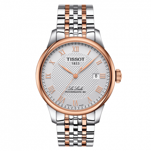 Tissot Le Locle Powermatic 80 39.3 Stainless Steel Rose Gold PVD Silver Bracelet