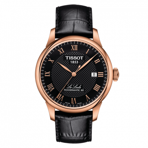 Tissot Le Locle Powermatic 80 39.3 Rose Gold PVD Black Strap