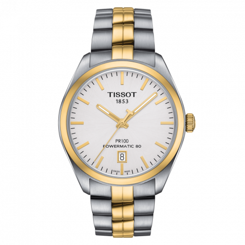 Tissot PR 100 Powermatic 80 39 Stainless Steel Yellow Gold PVD Silver Bracelet