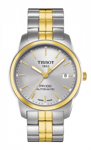 Tissot PR 100 Automatic 38 Stainless Steel Yellow Gold PVD Silver Bracelet