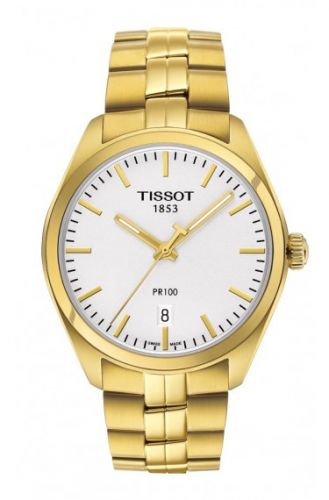 Tissot PR 100 Quartz 39 Yellow Gold PVD Silver Bracelet