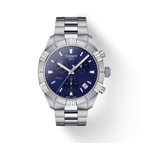 Tissot PR 100 Sport Gent Chronograph Stainless Steel Blue Bracelet