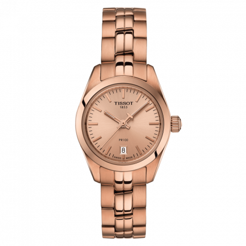 Tissot PR 100 Quartz 25 Rose Gold PVD Champagne Bracelet