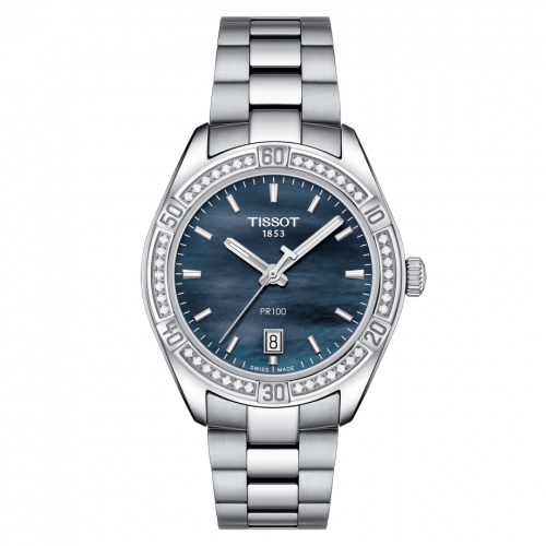 Tissot PR 100 Sport Chic 36 Stainless Steel Diamond Black MOP Bracelet
