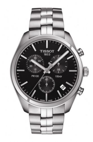 Tissot PR 100 Chronograph Quartz 41 Stainless Steel Black Bracelet