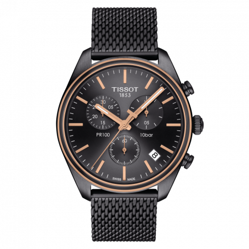 Tissot PR 100 Chronograph Quartz 41 PVD Grey Milanese