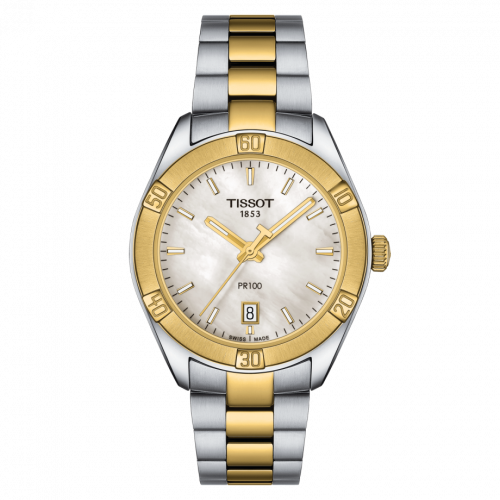 Tissot PR 100 Sport Chic 36 Stainless Steel Yellow Gold PVD MOP Bracelet
