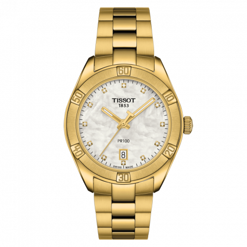 Tissot PR 100 Sport Chic 36 Yellow Gold PVD MOP Bracelet
