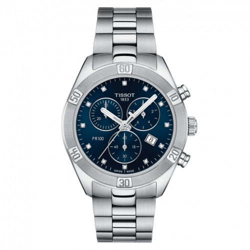 Tissot PR 100 Sport Chic Chronograph 38 Stainless Steel Blue Bracelet