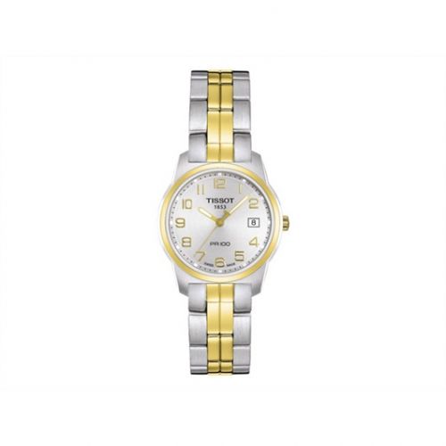 Tissot PR 100 Quartz 24.5 Stainless Steel Yellow Gold PVD Silver Bracelet