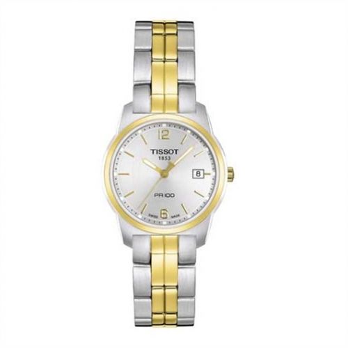 Tissot PR 100 Quartz 24.5 Stainless Steel Yellow Gold PVD Silver Bracelet