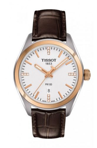 Tissot PR 100 Quartz 33 Stainless Steel Rose Gold PVD Silver Strap