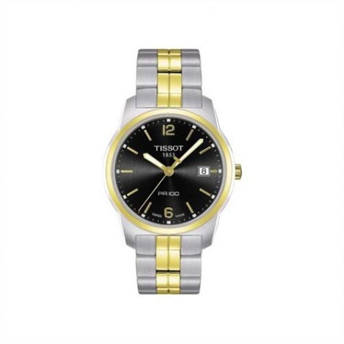 Tissot PR 100 Quartz 38 Stainless Steel Yellow Gold PVD Black Bracelet