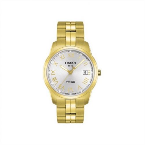 Tissot PR 100 Quartz 38 Yellow Gold PVD Silver Bracelet