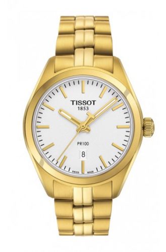 Tissot PR 100 Quartz 33 Yellow Gold PVD Silver Bracelet