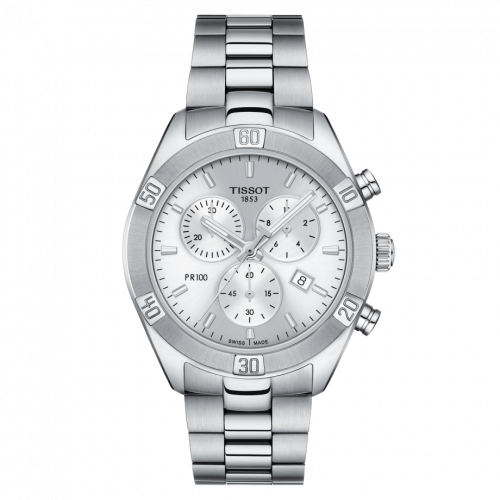 Tissot PR 100 Sport Chic Chronograph 38 Stainless Steel Silver Bracelet