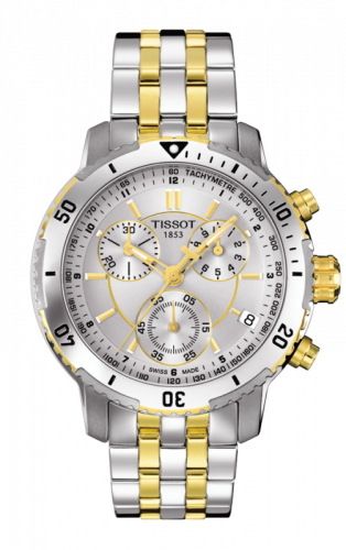 Tissot PRS 200 Quartz Chronograph Two Tone Silver