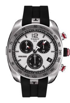 Tissot PRS 330 Quartz Chronograph 44 Stainless Steel Silver Rubber