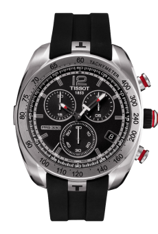Tissot PRS 330 Quartz Chronograph 44 Stainless Steel Black Rubber