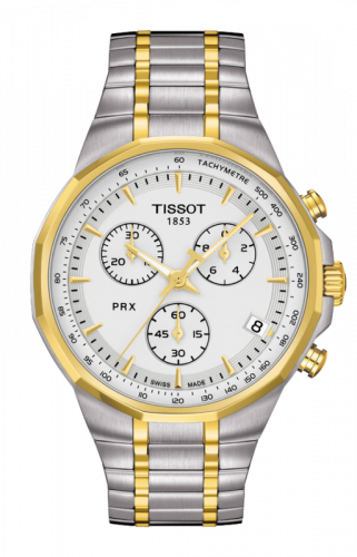 Tissot PRX Chronograph Quartz Stainless Steel Yellow Gold PVD Silver