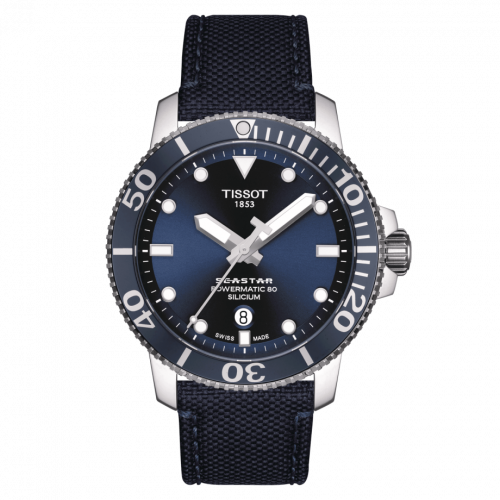 Tissot Seastar 1000 Powermatic 80 Silicium 43 Stainless Steel Blue Fabric